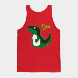 cartoon style illustration of a cute green dinosaurs Tank Top